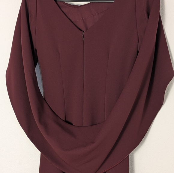 BETSY & ADAM Cape Sleeve Draped Sheath  Dress Burgundy Size US 2 Petite RP$199 - Picture 8 of 16